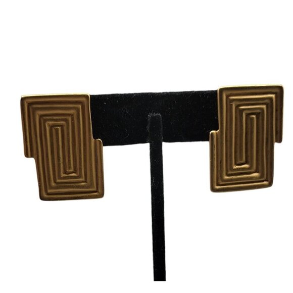 Yves Saint Laurent Lever Back Post Earrings Gold Plated YSL Signed Runwa… - Picture 1 of 16